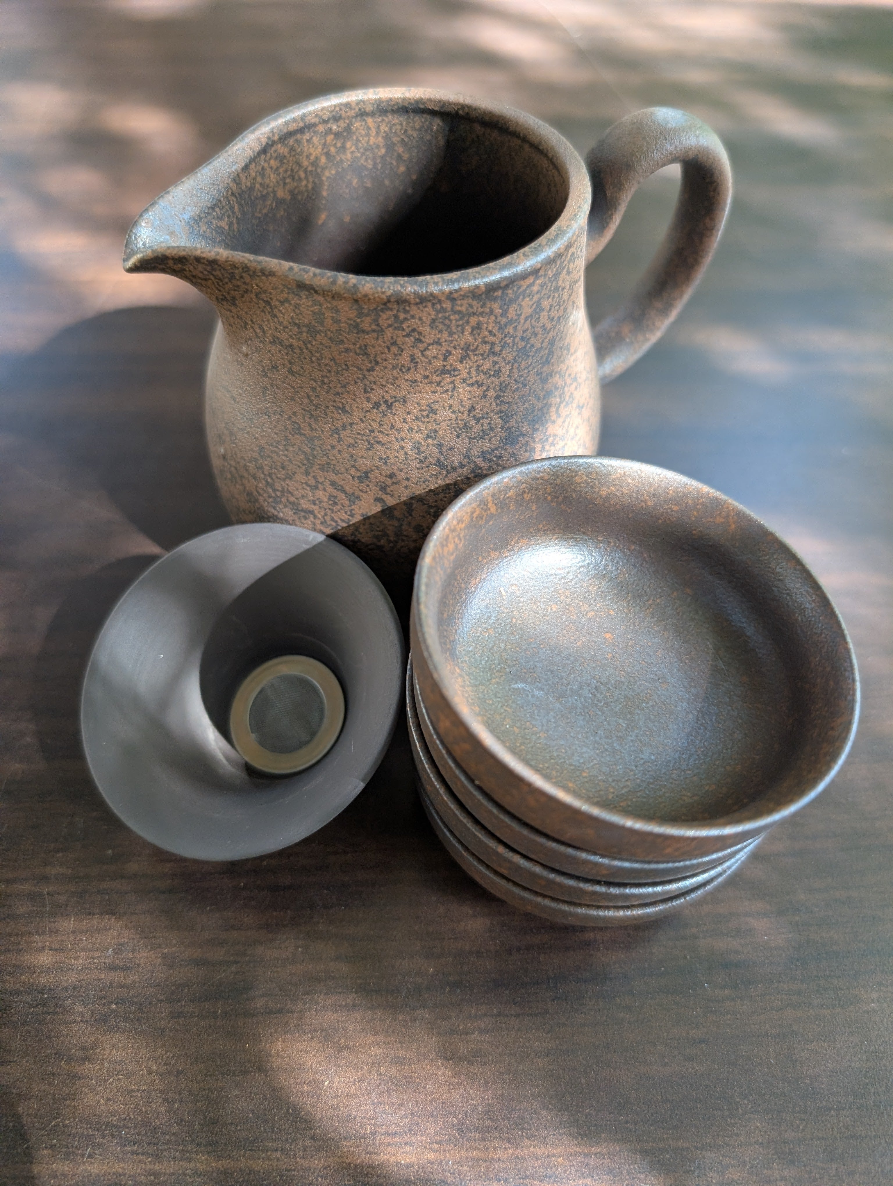 Japanese-inspired Rustic Potrery Gongfu Cha Set-matte Black Ceramic
