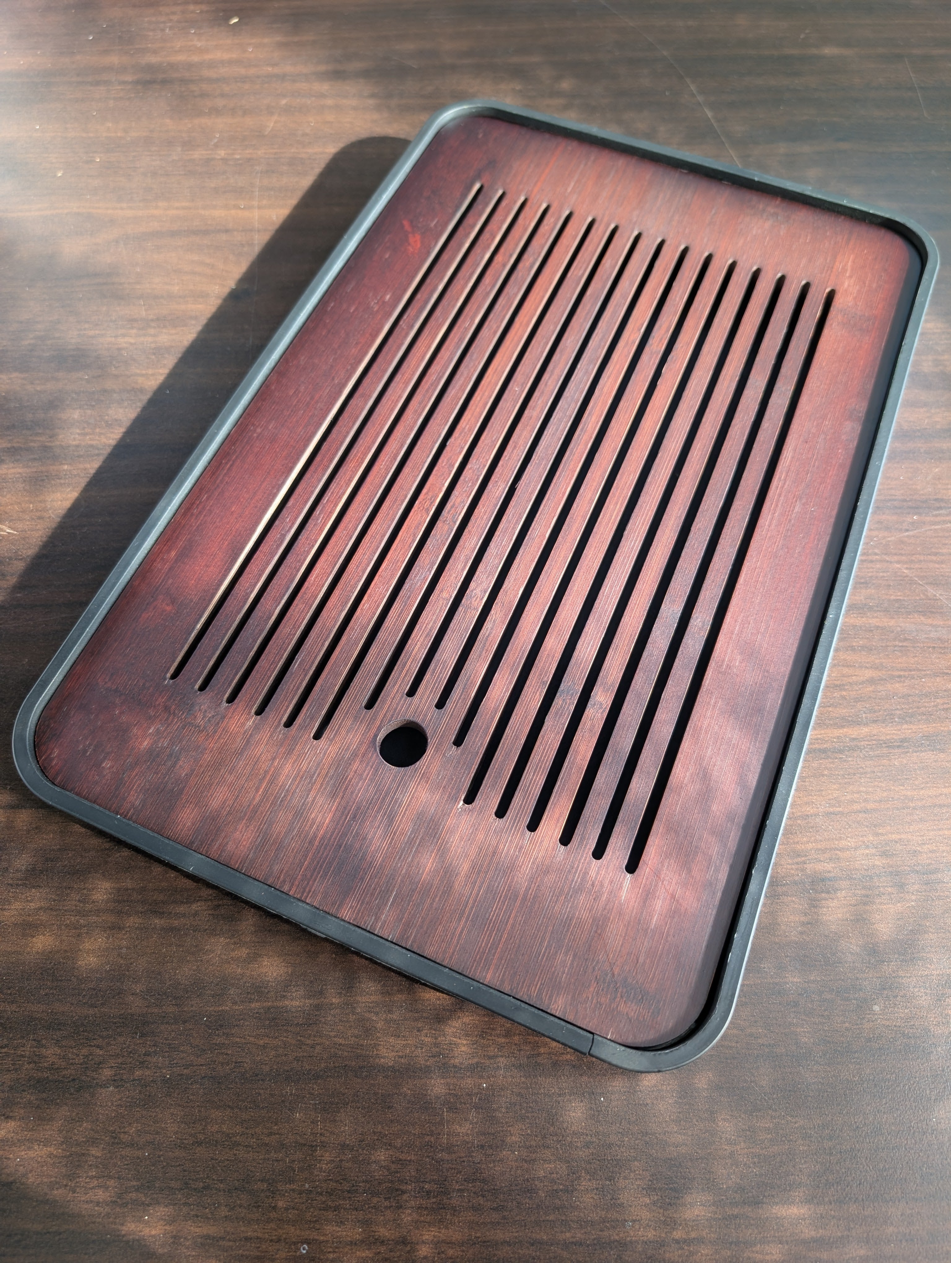 Japanese-Inspired Wooden Cha Ban Tea Tray with Drainage Hole